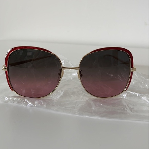 Gucci Womens Round/Oval Gold Gold Multicolor Fashion Designer Eyewear - Picture 1 of 7